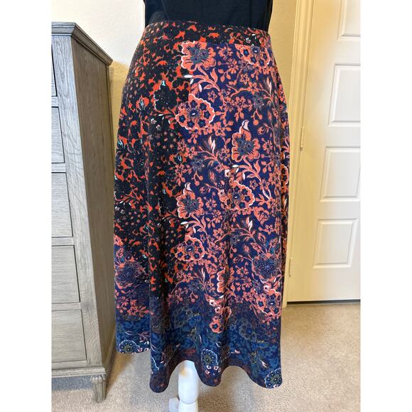 Anthropologie Maeve | Floral Terry Faux Knit Wrap Skirt | Med - Picture 9 of 12